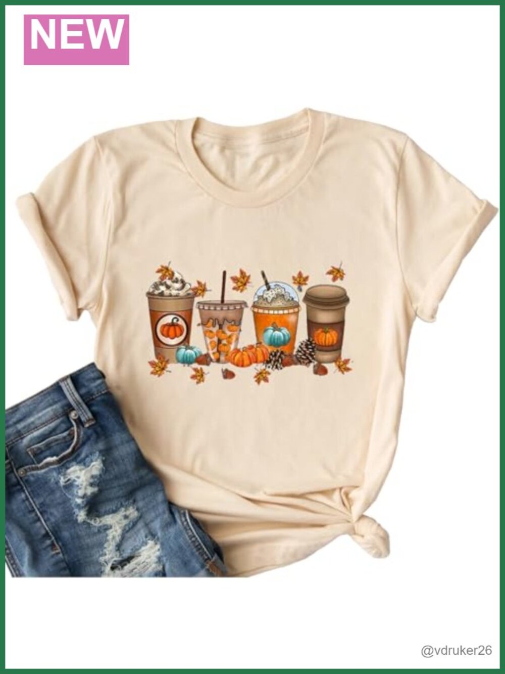 Fall Pumpkin Spice Coffee Latte Graphic Tee Thanksgiving Short Sleeve